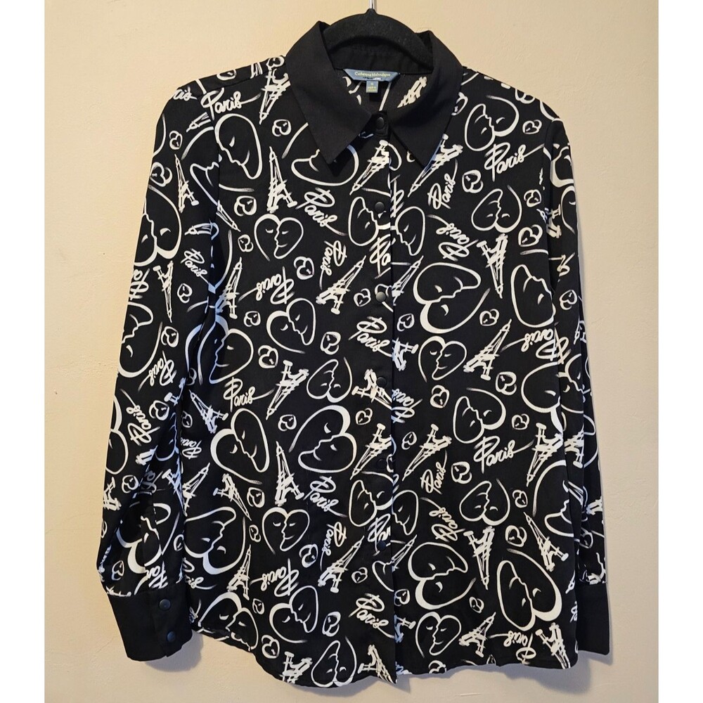 Paris theme blouse Size Small Catherine Maladrino Blouse
